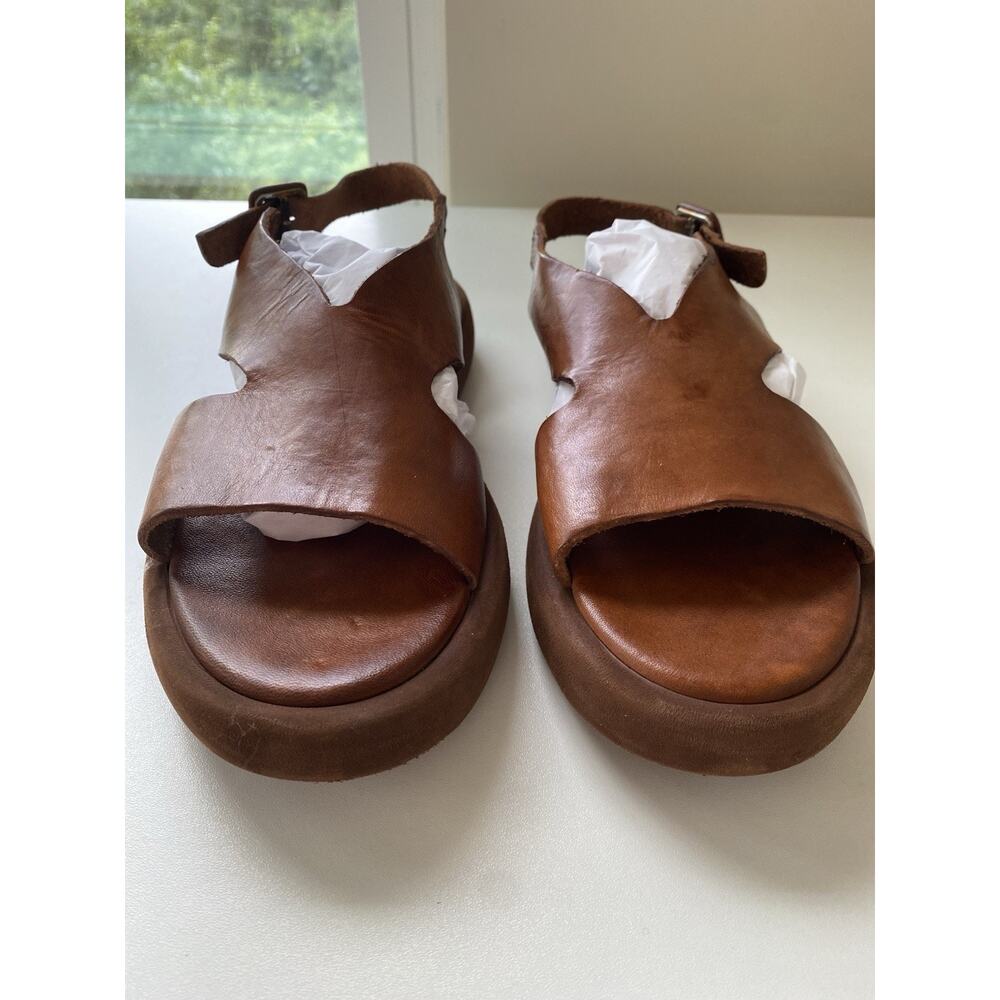 BRADOR $260 India Cigar Platform Sandal Brown Cognac Leather Made In Italy SZ 39 - Picture 5 of 15